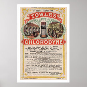 Póster Vintage hacia anuncio de cura para el cólera