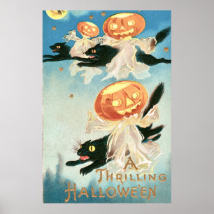 Póster Vintage Halloween Black Cats