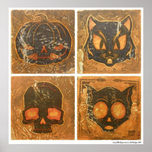 Póster Vintage Halloween del otoño