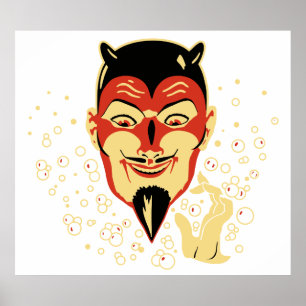 Póster Vintage Halloween Devil Head #2