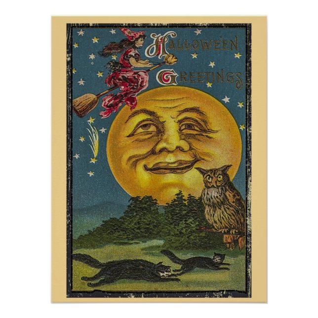 Póster Vintage Halloween Greetings (Anverso)