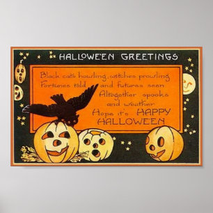 Póster Vintage Halloween Greetings