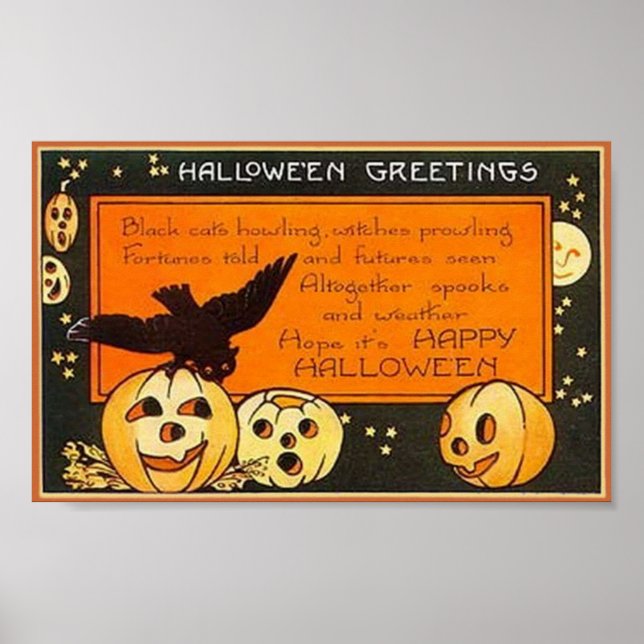 Póster Vintage Halloween Greetings (Frente)