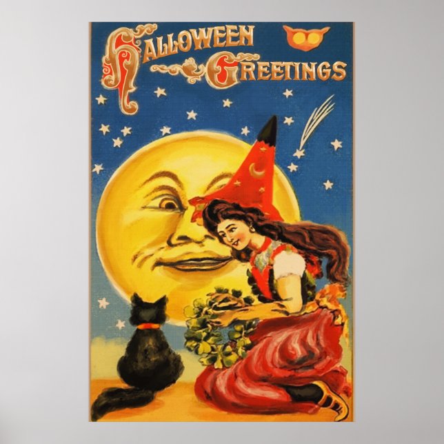Póster Vintage Halloween Greetings (Frente)