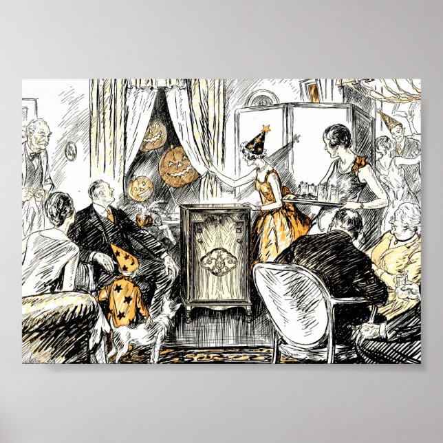 Póster Vintage Halloween Party (Frente)