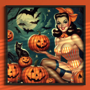 Póster Vintage Halloween Pin Up