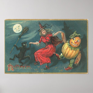 Póster Vintage Halloween Tarjetas de felicitación clásica