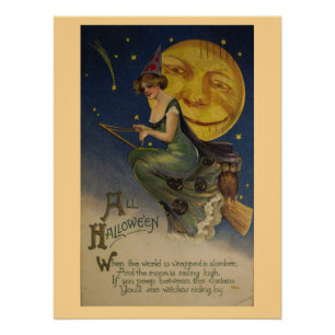 Póster Vintage Halloween Witch