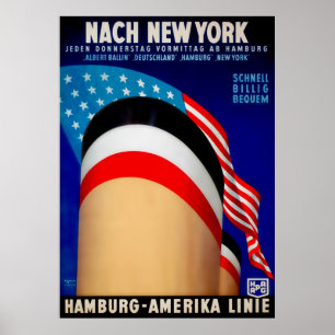 Póster Vintage Hamburg Amerika Ship Poster