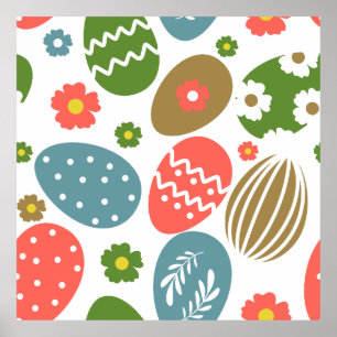 Póster Vintage Happy Easter Blooms