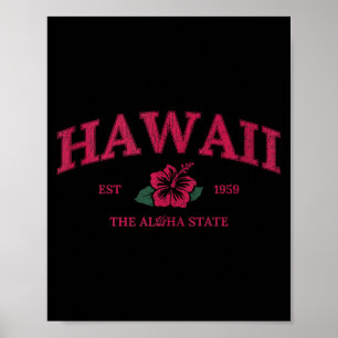 Póster Vintage Hawái flor de hibisco de verano aloha