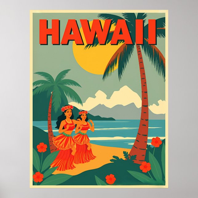 Póster Vintage Hawaii Travel (Frente)