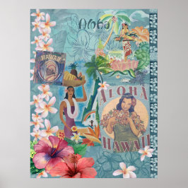 Póster Vintage Hawaiian Scrapbook Page: Aloha