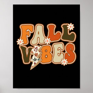 Póster Vintage Hello Fall Floral Groovy Fall Vibes otoño
