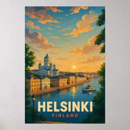 Póster Vintage Helsinki Finland Travel Poster