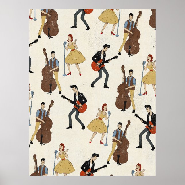 Póster Vintage Hillbill Rockers (Frente)