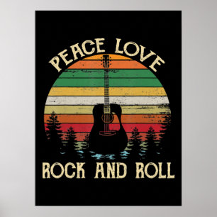Póster Vintage Hippie Van Flower Bus Peace Love