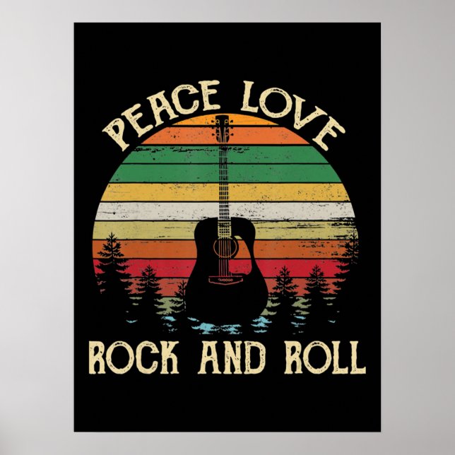 Póster Vintage Hippie Van Flower Bus Peace Love (Frente)