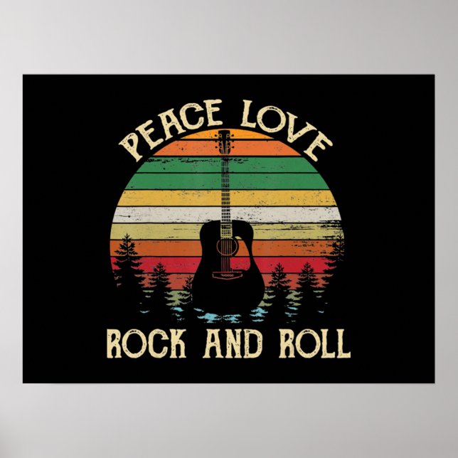 Póster Vintage Hippie Van Flower Bus Peace Love (Frente)