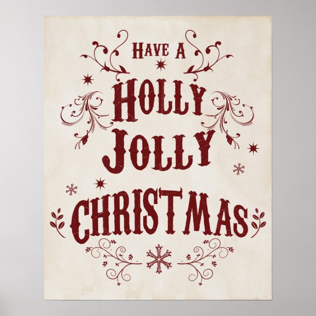 Póster Vintage Holly Jolly Christmas (Frente)