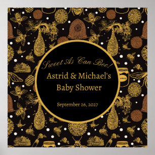 Póster Vintage Honey Bumblebee Black Baby Shower