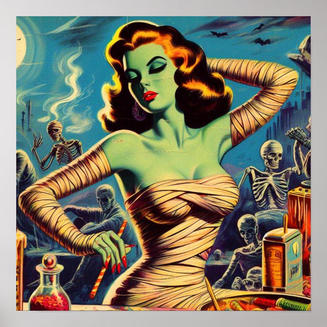 Póster Vintage Horror Mummy Chica (Frente)