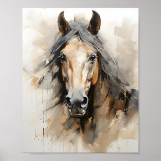 Póster Vintage Horse Ilustracion Watercolor Animal Art