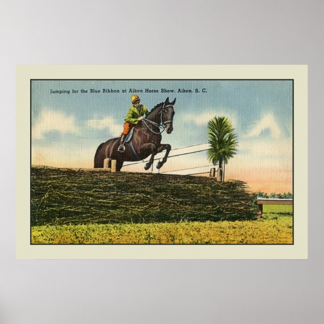 Póster Vintage Horse Jumping Aikin SC (Frente)