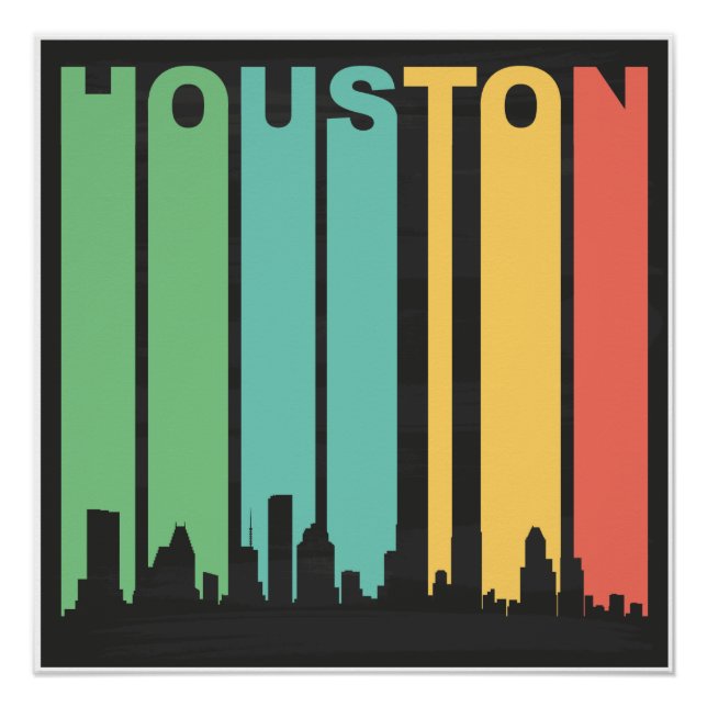 Póster Vintage Houston Cityscape (Anverso)