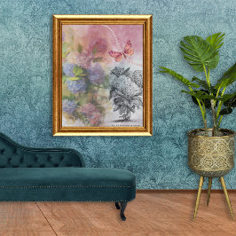 Póster Vintage Hydrangea Lujo Elegancia