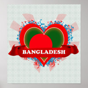 Póster Vintage I Love Bangladesh