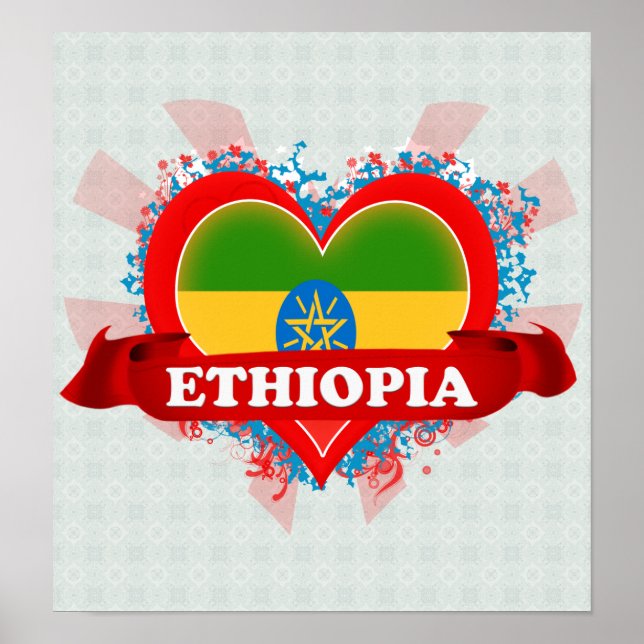 Póster Vintage I Love Ethiopia (Frente)