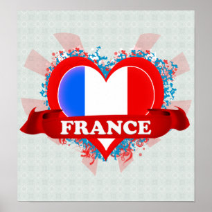 Póster Vintage I Love France