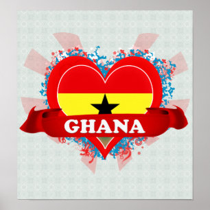 Póster Vintage I Love Ghana