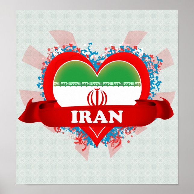 Póster Vintage I Love Iran (Frente)