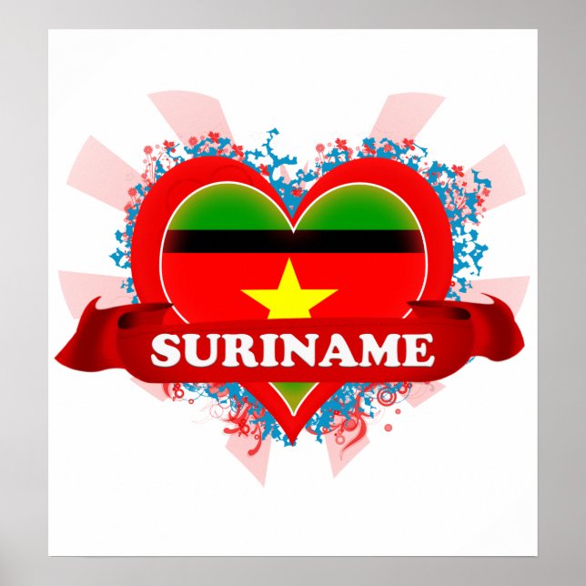 Póster Vintage I Love Surinam (Frente)
