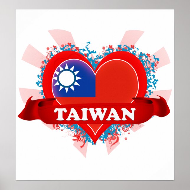Póster Vintage I Love Taiwan (Frente)