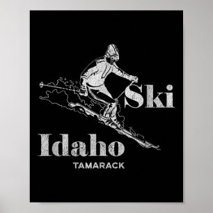 Póster Vintage Idaho Tamarack Skiting Tee