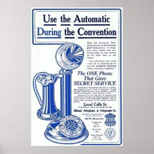 Póster Vintage Illinois Telephone Advertisment