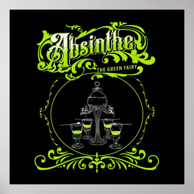 Póster Vintage Illustrated Absinthe Set (Frente)