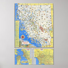 Póster Vintage Illustrated San Francisco Map Poster