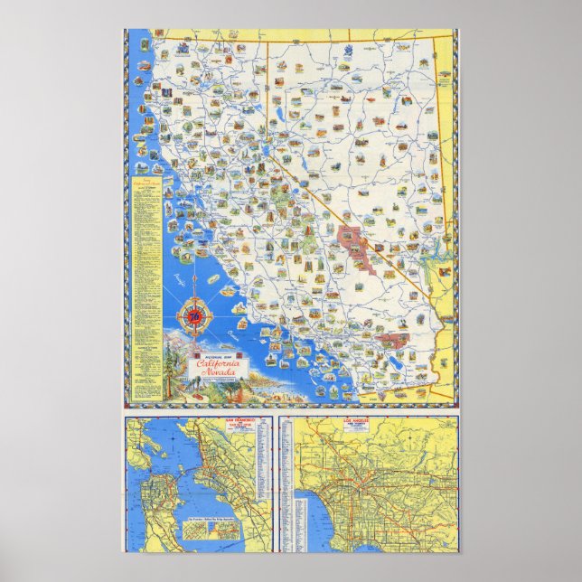 Póster Vintage Illustrated San Francisco Map Poster (Frente)
