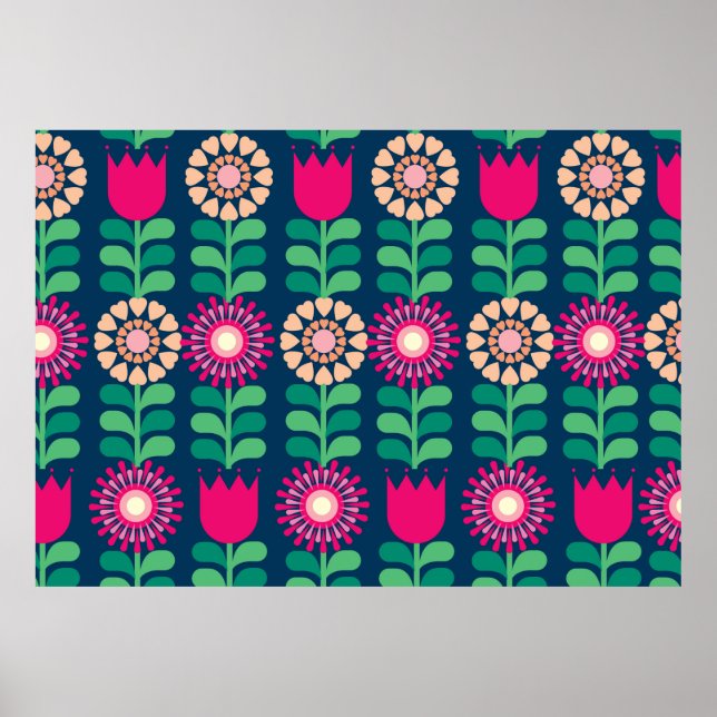 Póster vintage/ilustracion de fondo floral (Frente)