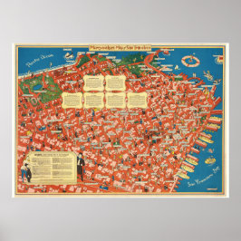 Póster Vintage Ilustrated San Francisco Map Poster 1940