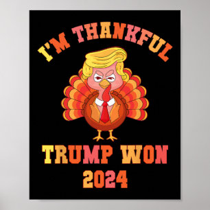 Póster Vintage I'm Thankful Trump Won 2024 Divertido Than