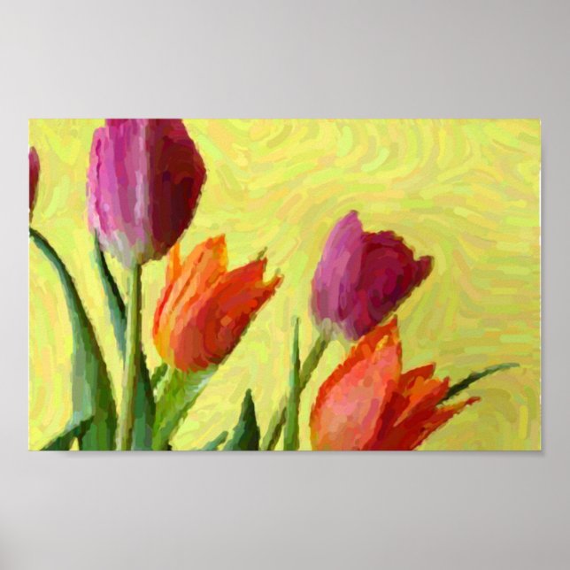 Póster Vintage Impressionist Tulips Poster (Frente)