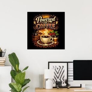 Póster Vintage impulsado por café – Diseño retro para ama