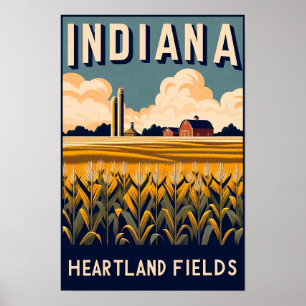 Póster Vintage Indiana Farm Landscape Poster