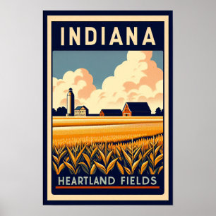 Póster Vintage Indiana Farm Landscape Poster