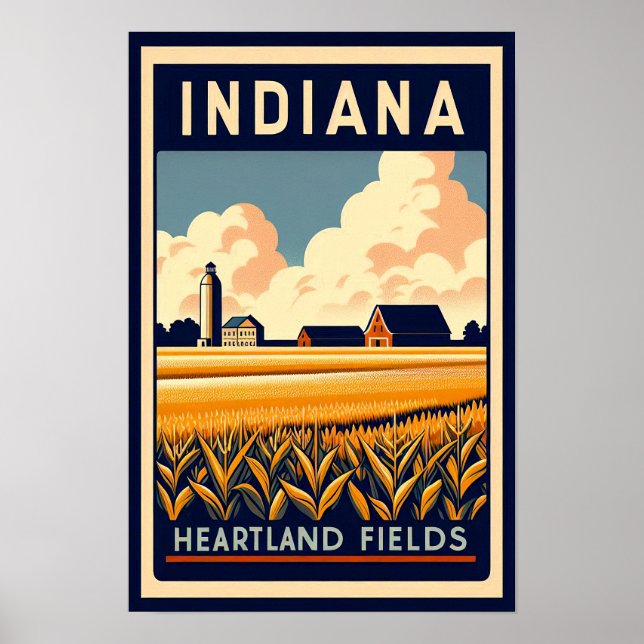 Póster Vintage Indiana Farm Landscape Poster (Frente)